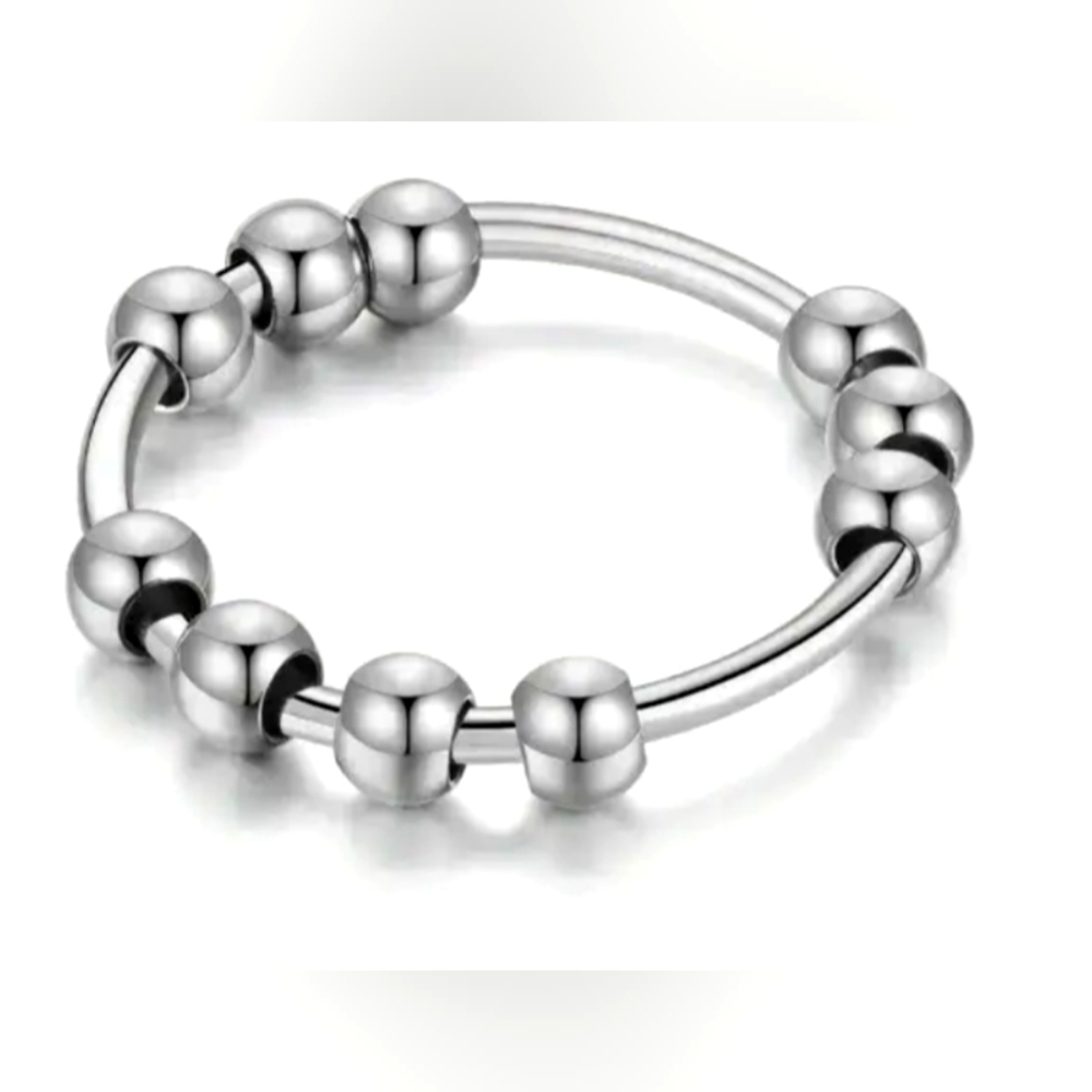 Men's Stainless Steel 10 Bead Ring Size 7